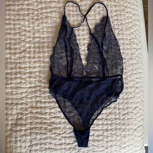 Victoria’s Secret navy blue S lace teddy lingerie. Like new.
